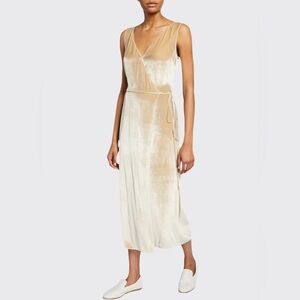 VINCE Panne Velvet Wrap Dress Cream XXS